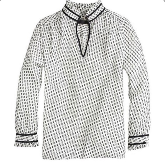 J.Crew White and Black Textured Blouse - Picture 2 of 8